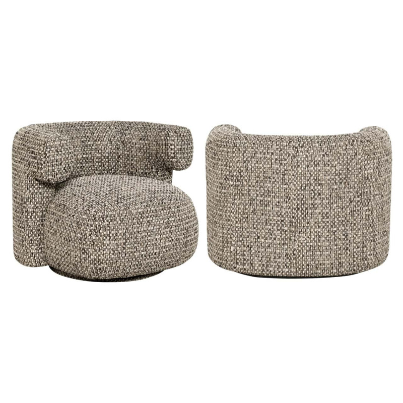 Fauteuil lounge pivotant tissu chiné gris galet 87x80x67 cm Talley Richmond Interiors - 8