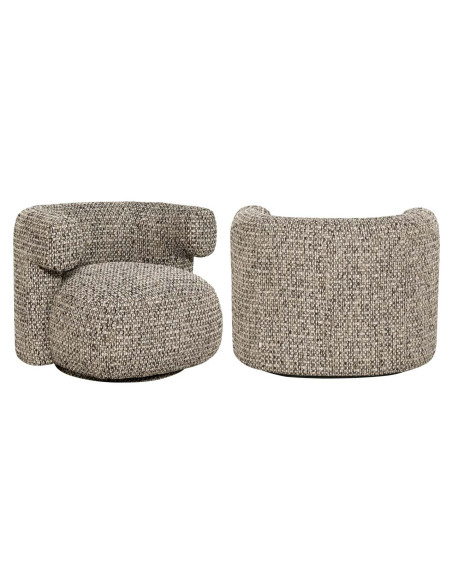 Fauteuil lounge pivotant tissu chiné gris galet 87x80x67 cm Talley Richmond Interiors - 8