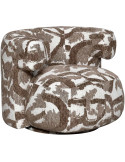 Fauteuil lounge pivotant tissu à motif brun 87x80x67 cm Talley