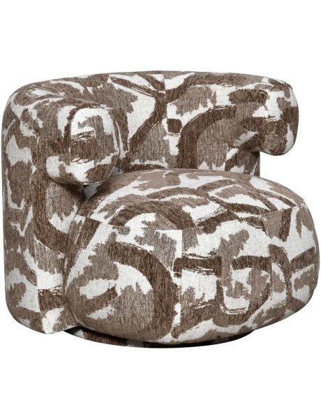 Fauteuil lounge pivotant tissu à motif brun 87x80x67 cm Talley Richmond Interiors - 1