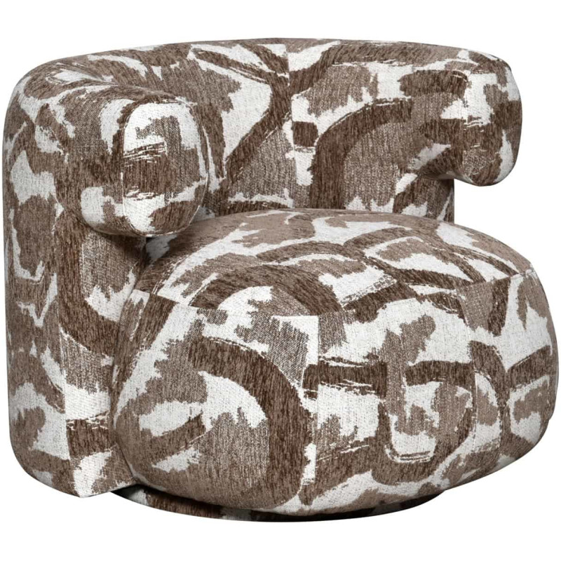 Fauteuil lounge pivotant tissu à motif brun 87x80x67 cm Talley Richmond Interiors - 1