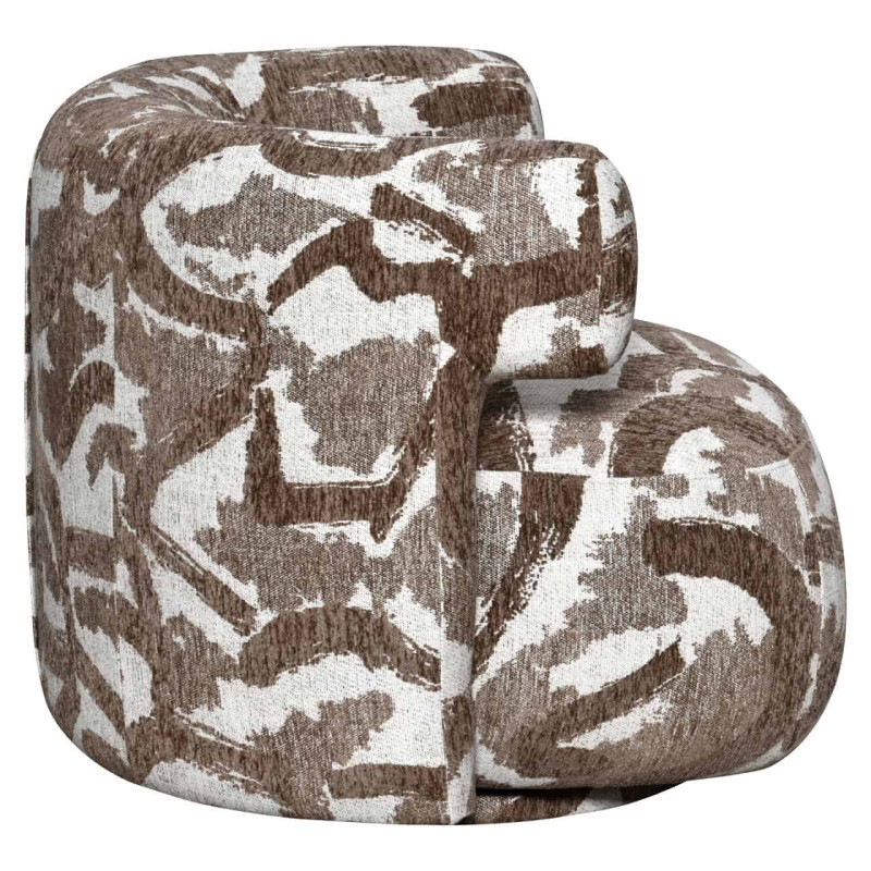 Fauteuil lounge pivotant tissu à motif brun 87x80x67 cm Talley Richmond Interiors - 3