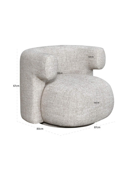 Fauteuil lounge pivotant tissu crème 87x80x67 cm Talley Richmond Interiors - 7