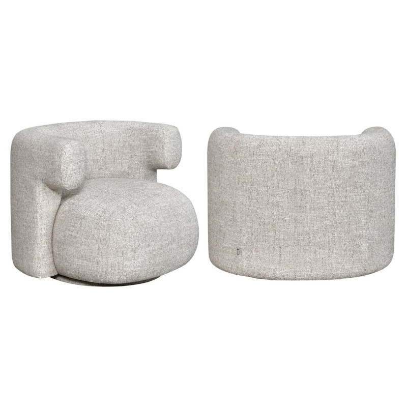 Fauteuil lounge pivotant tissu crème 87x80x67 cm Talley Richmond Interiors - 8