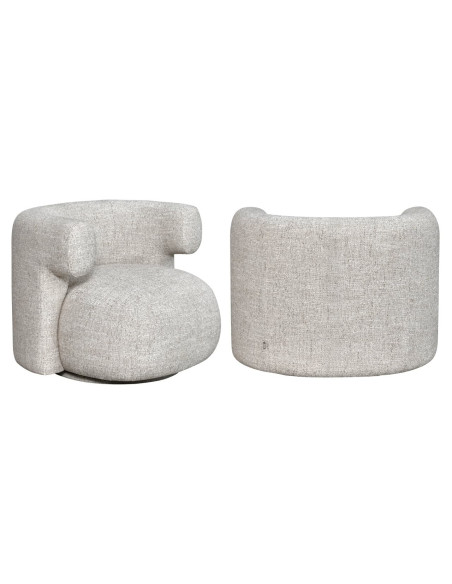 Fauteuil lounge pivotant tissu crème 87x80x67 cm Talley Richmond Interiors - 8