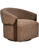 Fauteuil lounge pivotant tissu marron 86x81x76 cm Marina