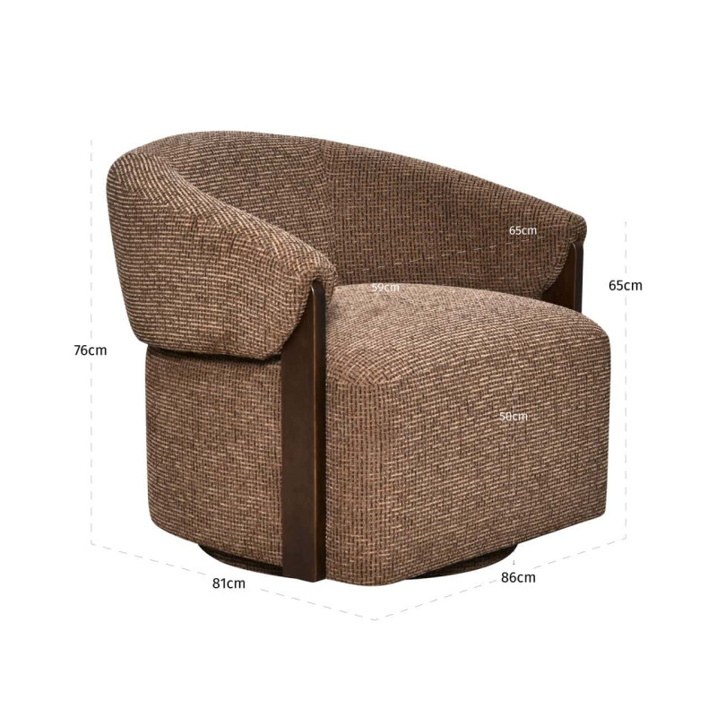Fauteuil lounge pivotant tissu marron 86x81x76 cm Marina Richmond Interiors - 7