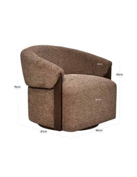 Fauteuil lounge pivotant tissu marron 86x81x76 cm Marina Richmond Interiors - 7