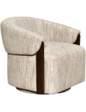 Fauteuil pivotant tissu beige naturel 86x81x76 cm Marina