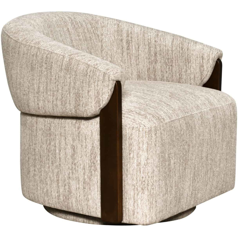 Fauteuil pivotant tissu beige naturel 86x81x76 cm Marina  - 1