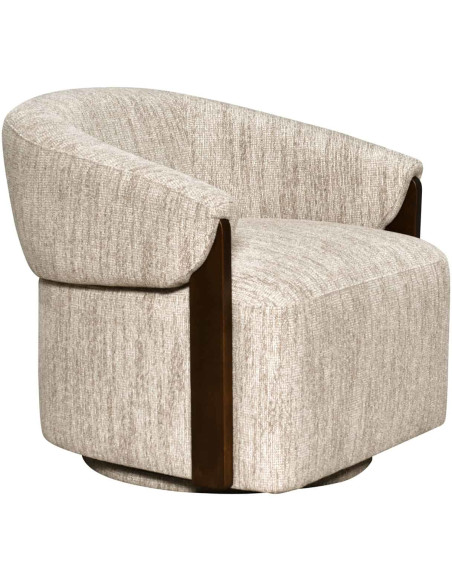 Fauteuil pivotant tissu beige naturel 86x81x76 cm Marina  - 1