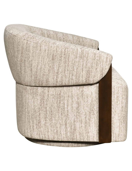 Fauteuil pivotant tissu beige naturel 86x81x76 cm Marina  - 3