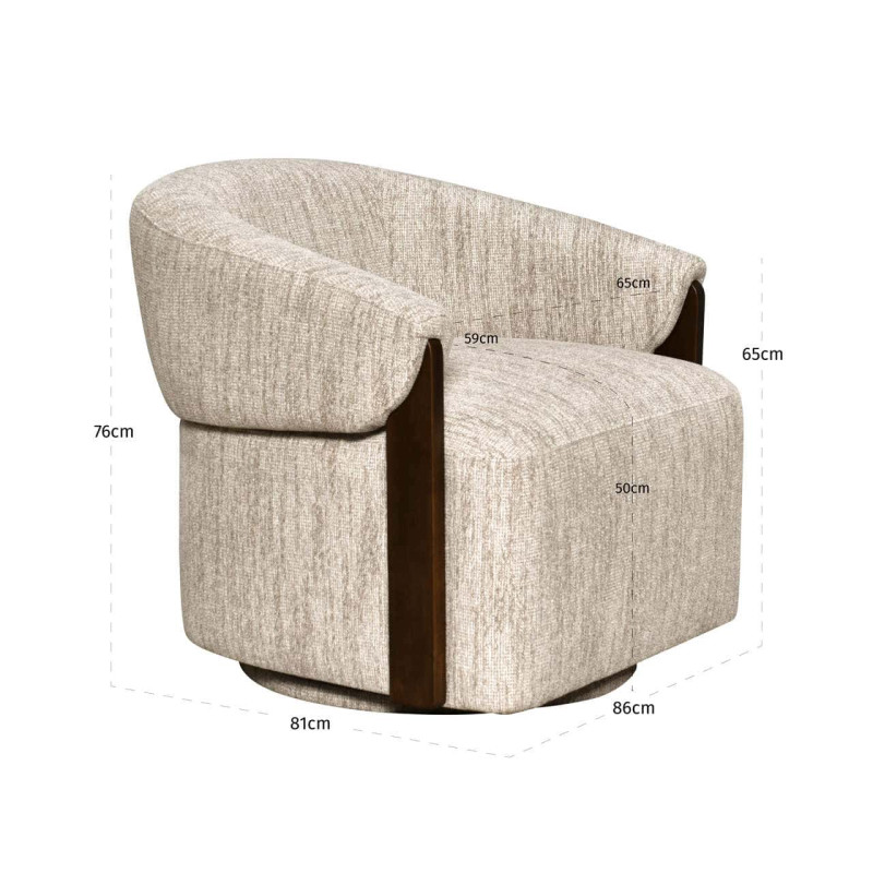 Fauteuil pivotant tissu beige naturel 86x81x76 cm Marina  - 7