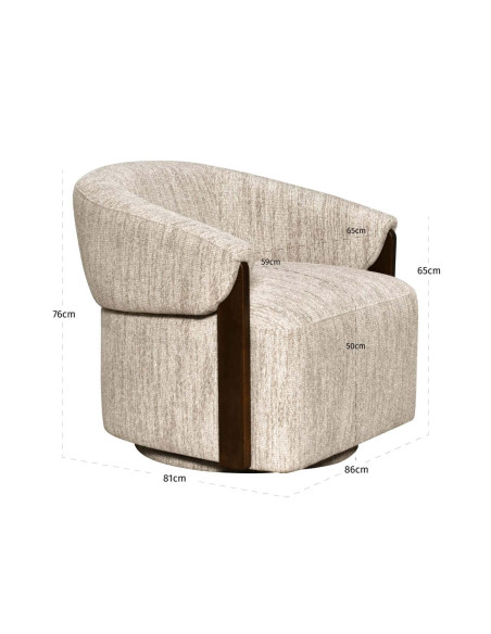 Fauteuil pivotant tissu beige naturel 86x81x76 cm Marina  - 7