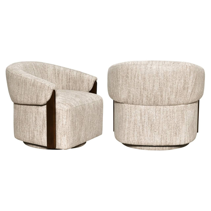 Fauteuil pivotant tissu beige naturel 86x81x76 cm Marina  - 8