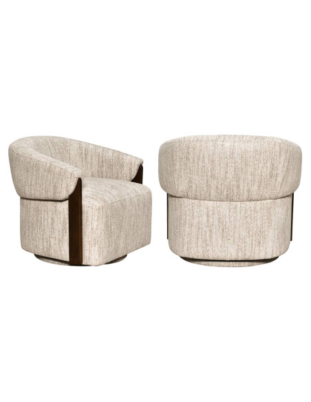 Fauteuil pivotant tissu beige naturel 86x81x76 cm Marina  - 8