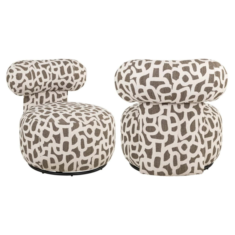 Fauteuil lounge pivotant motif brun 72x84x75 cm Kaya Richmond Interiors - 9