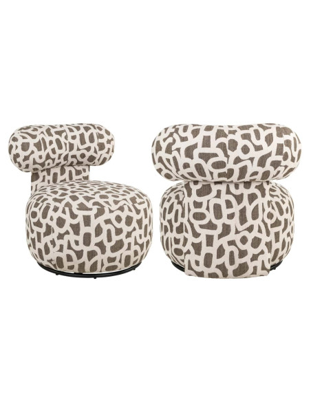 Fauteuil lounge pivotant motif brun 72x84x75 cm Kaya Richmond Interiors - 9