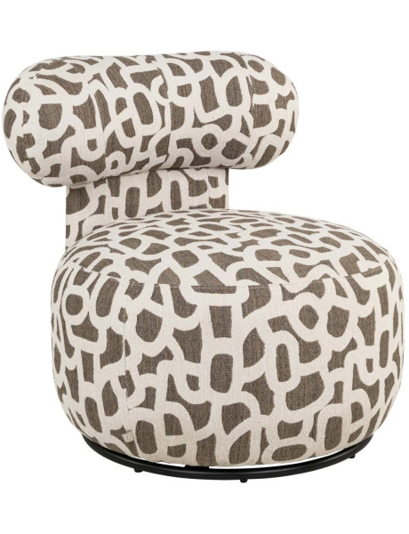 Fauteuil lounge pivotant motif brun 72x84x75 cm Kaya Richmond Interiors - 1