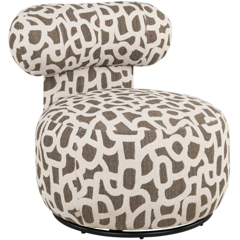 Fauteuil lounge pivotant motif brun 72x84x75 cm Kaya Richmond Interiors - 1