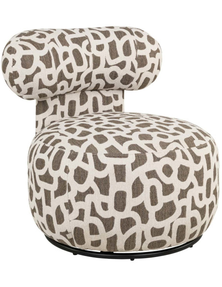 Fauteuil lounge pivotant motif brun 72x84x75 cm Kaya Richmond Interiors - 1