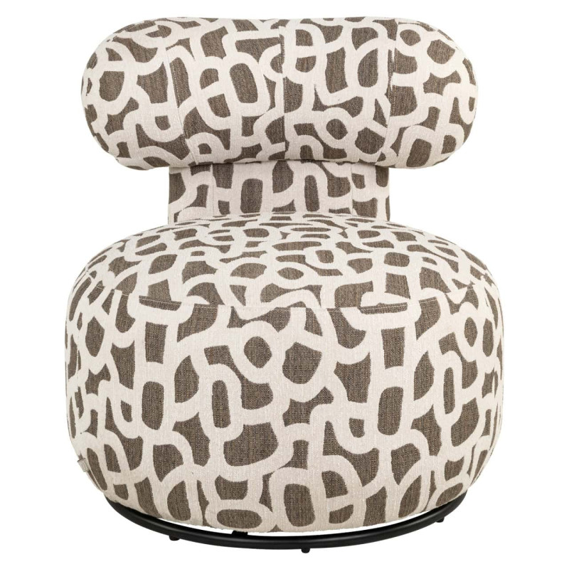 Fauteuil lounge pivotant motif brun 72x84x75 cm Kaya Richmond Interiors - 3