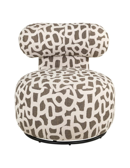 Fauteuil lounge pivotant motif brun 72x84x75 cm Kaya Richmond Interiors - 3