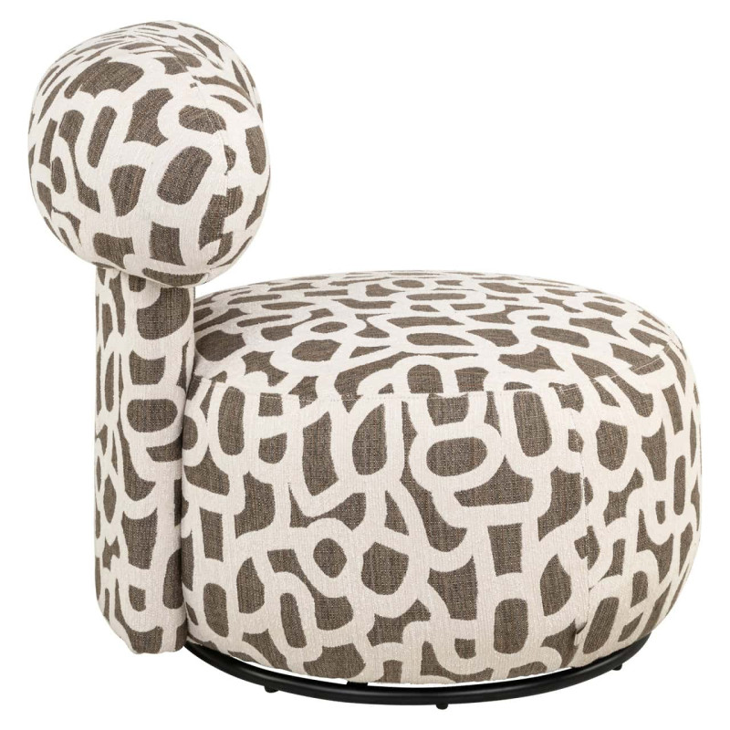 Fauteuil lounge pivotant motif brun 72x84x75 cm Kaya Richmond Interiors - 4