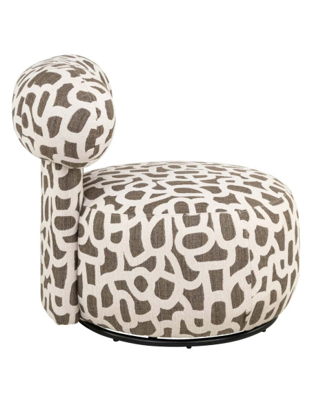 Fauteuil lounge pivotant motif brun 72x84x75 cm Kaya Richmond Interiors - 4