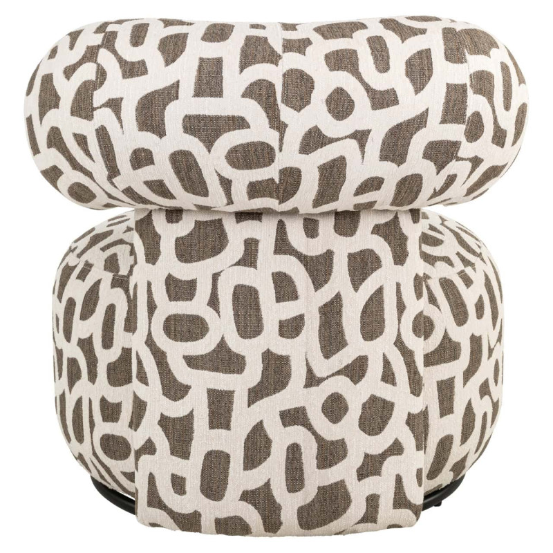 Fauteuil lounge pivotant motif brun 72x84x75 cm Kaya Richmond Interiors - 5