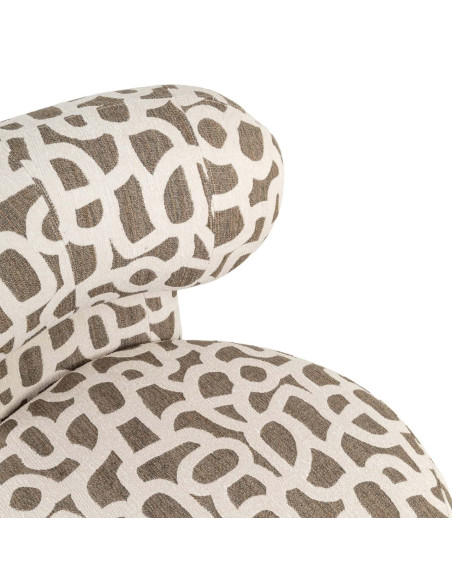Fauteuil lounge pivotant motif brun 72x84x75 cm Kaya Richmond Interiors - 6