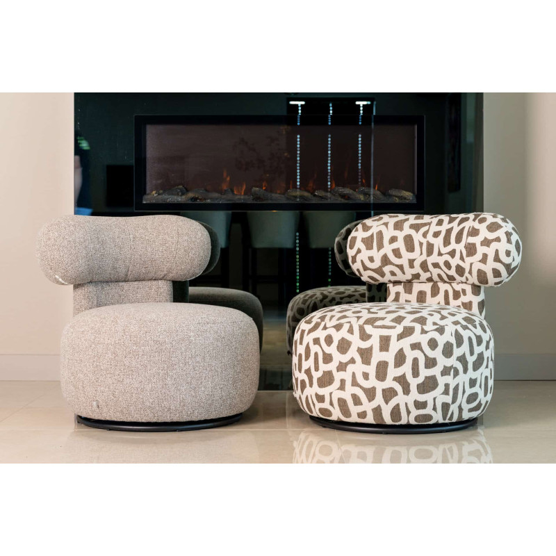 Fauteuil lounge pivotant motif brun 72x84x75 cm Kaya Richmond Interiors - 10