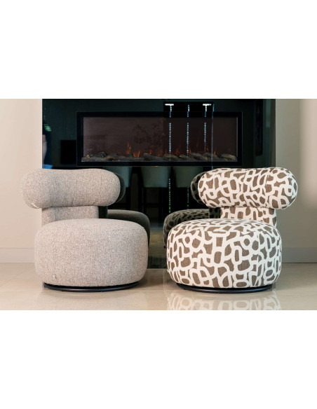 Fauteuil lounge pivotant motif brun 72x84x75 cm Kaya Richmond Interiors - 10
