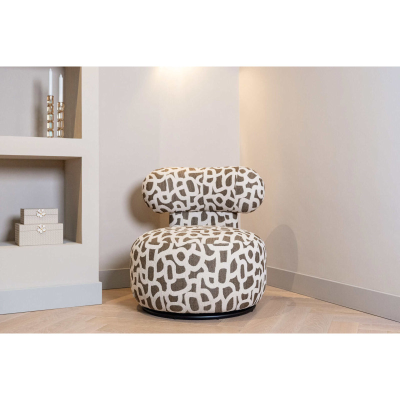 Fauteuil lounge pivotant motif brun 72x84x75 cm Kaya Richmond Interiors - 11