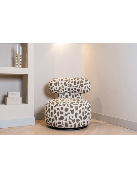 Fauteuil lounge pivotant motif brun 72x84x75 cm Kaya Richmond Interiors - 11