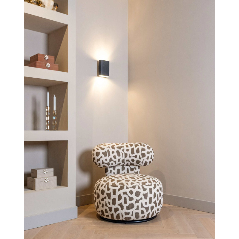 Fauteuil lounge pivotant motif brun 72x84x75 cm Kaya Richmond Interiors - 2