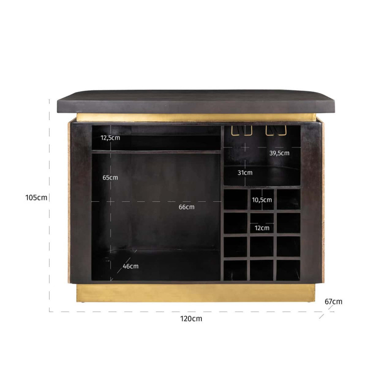 Meuble bar travertin beige 140x60,5x106 cm Martini Richmond Interiors - 6
