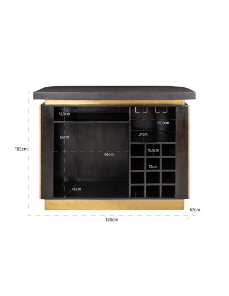 Meuble bar travertin beige 140x60,5x106 cm Martini Richmond Interiors - 6