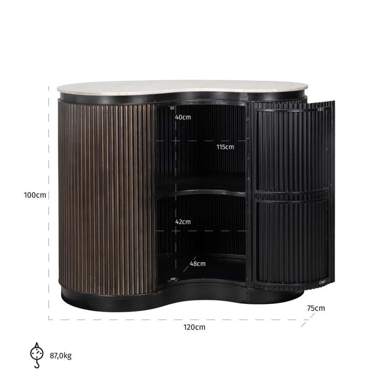 Meuble bar marbre brun 120x75x100 cm Mayfield Richmond Interiors - 7