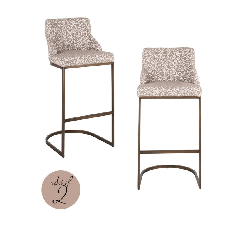 Lot de 2 tabourets de bar tissu beige 48x48x103 cm Bolton Richmond Interiors - 10