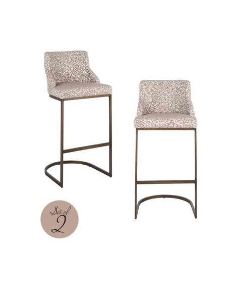 Lot de 2 tabourets de bar tissu beige 48x48x103 cm Bolton Richmond Interiors - 10