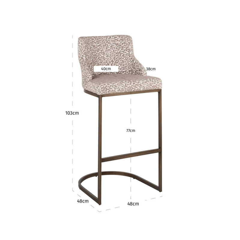 Lot de 2 tabourets de bar tissu beige 48x48x103 cm Bolton Richmond Interiors - 9