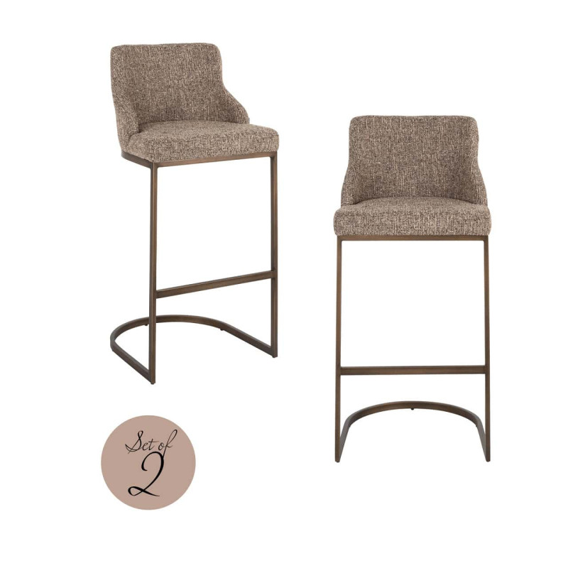 Lot de 2 tabourets de bar tissu marron 103 cm Bolton Richmond Interiors - 10