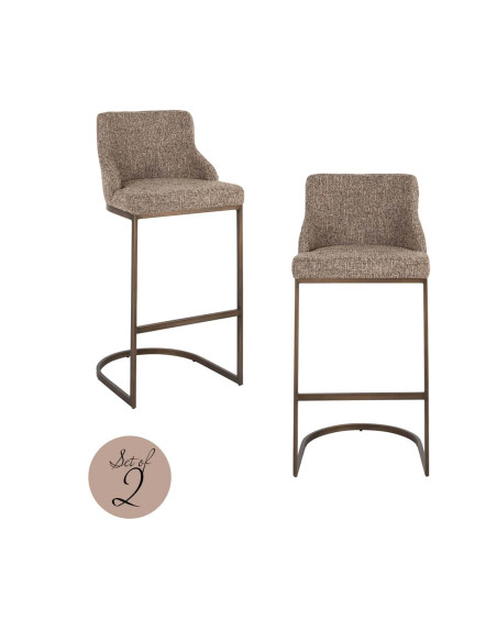 Lot de 2 tabourets de bar tissu marron 103 cm Bolton Richmond Interiors - 10