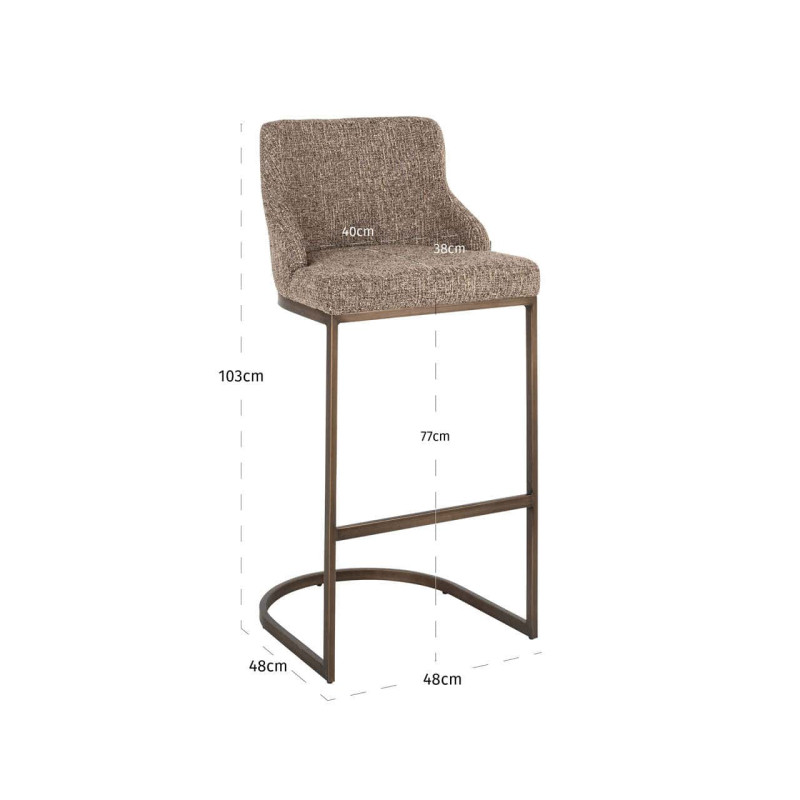 Lot de 2 tabourets de bar tissu marron 103 cm Bolton Richmond Interiors - 9