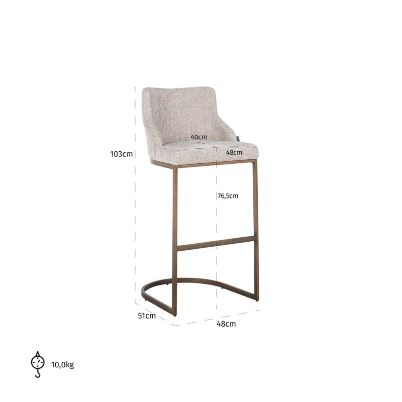 Lot de 2 tabourets de bar tissu beige 103 cm Bolton Richmond Interiors - 7