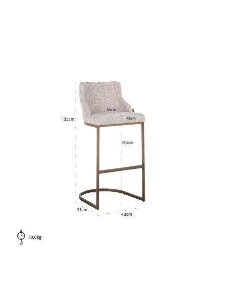 Lot de 2 tabourets de bar tissu beige 103 cm Bolton Richmond Interiors - 7