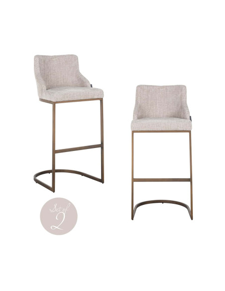 Lot de 2 tabourets de bar tissu beige 103 cm Bolton Richmond Interiors - 8