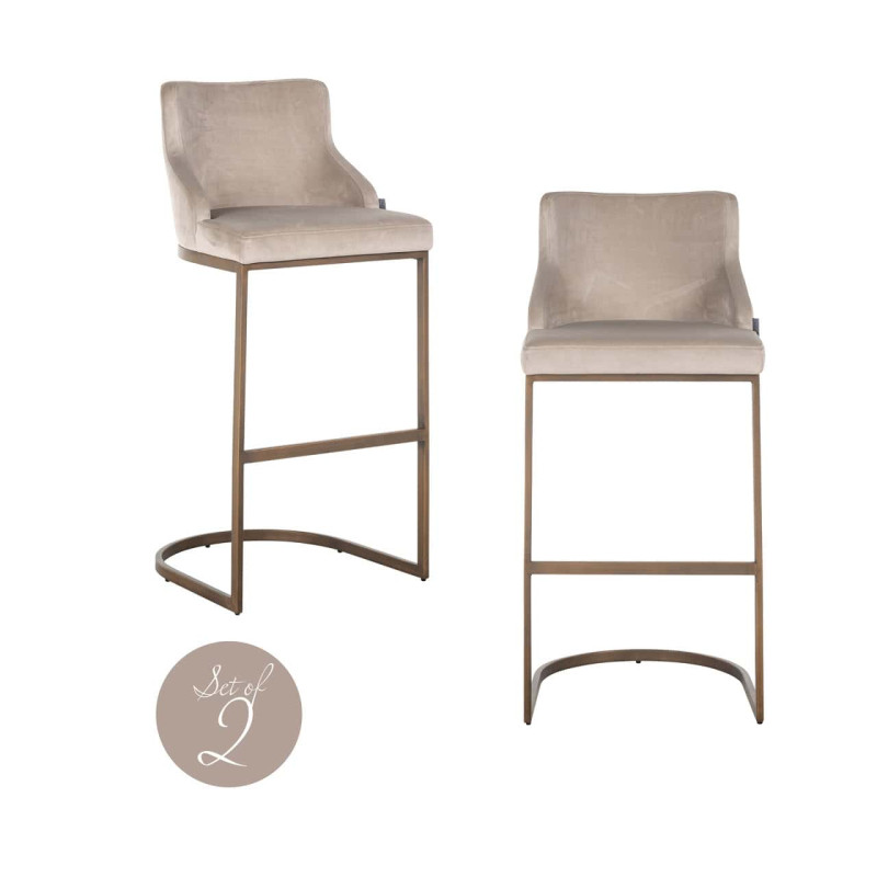 Lot de 2 tabourets de bar velours kaki doré 103 cm Bolton Richmond Interiors - 8