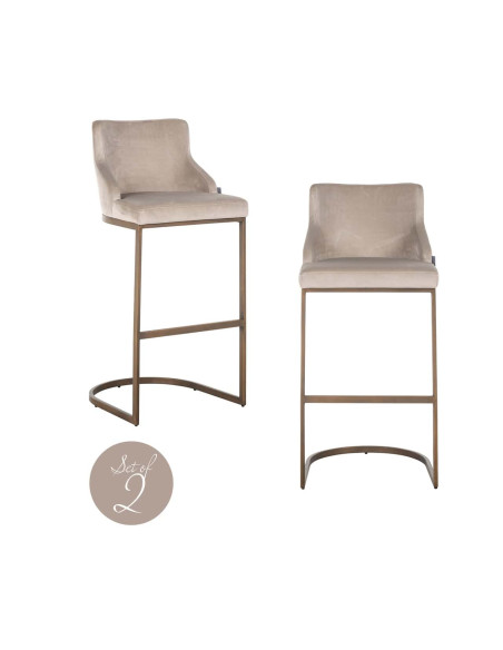 Lot de 2 tabourets de bar velours kaki doré 103 cm Bolton Richmond Interiors - 8